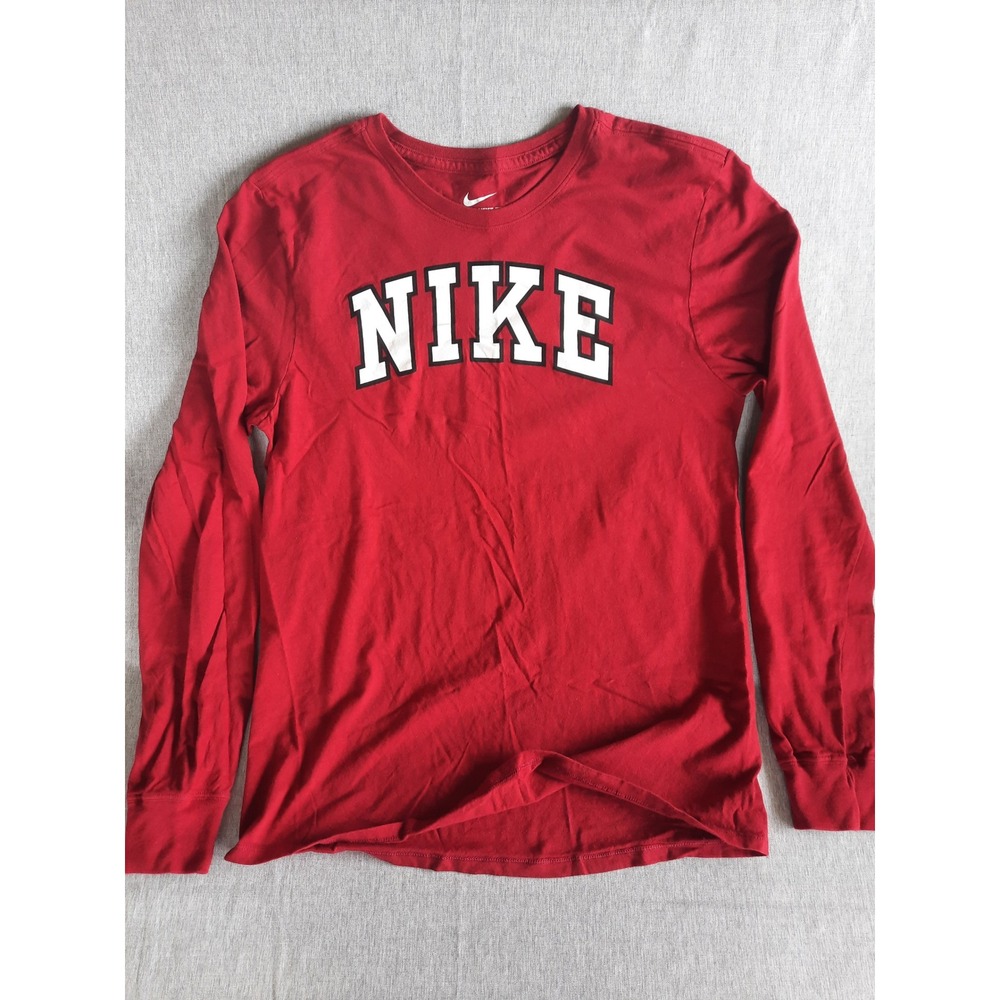 Nike The Nike Tee Mens Long‎ Sleeve T-Shirt Medium Red White Art Logo